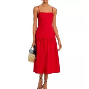 Aqua Drop Waist Red Sleeveless Cotton midi dress size XL